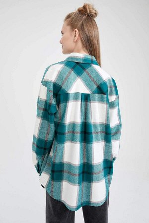 DEFACTO Фланелевая рубашка дровосека в клетку в стиле ретро с карманами и карманами