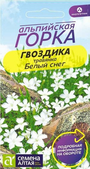 Цветы Гвоздика травянка Белый Снег/Сем Алт/цп 0,1 гр. многолетник Альпийская горка