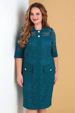 Платье Рост: 164 Состав: полиэстер - 70%, вискоза - 25%, спандекс - 5%. Комплектация платье. Платье выполнено из текстильной ткани с кружевом. Платье приталенного силуэта. В среднем шве спинки потайна