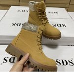 Ботинки со стразами, песочный