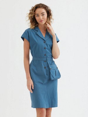 Платье хлопок od-285-5 сафари с сумкой синий