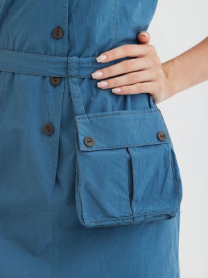 Платье хлопок od-285-5 сафари с сумкой синий