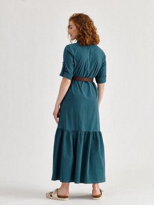 Платье хлопок od-281-7 сафари с поясом опаловый зеленый