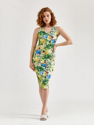 Платье "nice" масло od-632-2 цветы на зеленом