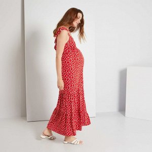 Длинное платье для беременных - красный