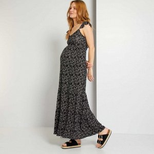 Длинное платье для беременных - черный