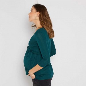 Тонкий джемпер в стиле блузки для беременных - зеленый