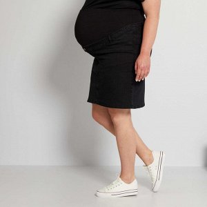 Короткая джинсовая юбка для будущих мам - черный