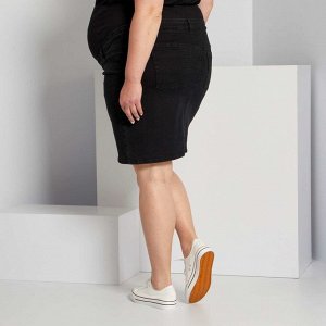 Короткая джинсовая юбка для будущих мам - черный