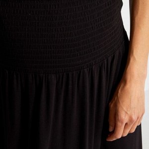 Длинная присборенная юбка для беременных - черный