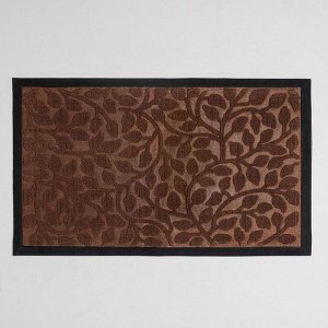 Коврик влаговпитывающий придверный Доляна «Листья», 45x75 см, с окантовкой, цвет коричневый