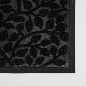 Коврик влаговпитывающий придверный Доляна «Листья», 45x75 см, с окантовкой, цвет чёрный