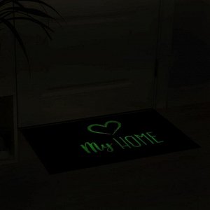 Коврик придверный светящийся в темноте Доляна «Мой дом», 50x80 см, цвет чёрный