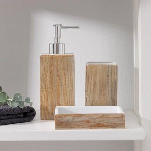 Набор аксессуаров для ванной комнаты Woody, 3 предмета (мыльница, дозатор 400 мл, стакан)