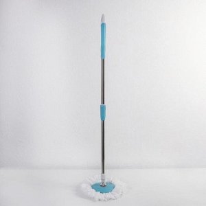 Швабра плоская Доляна, комплектующие к набору, телескопическая стальная ручка 80-115 см, насадка из микрофибры 77x16 см, цвет МИКС