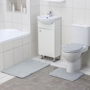 Набор ковриков для ванной и туалета Доляна «Плюшевый», 3 шт, 32x40 см, 40x50 см, 50x80 см, цвет серый