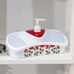 Подставка для ванных и кухонных принадлежностей с дозатором, 26x12x13 см, цвет МИКС