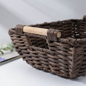 Корзина для хранения Доляна «Лоза», плетёная, с ручками, 38x27x14 см, цвет коричневый