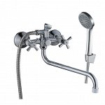 DR51045-White Смеситель двуручный универсальный с поворотным изливом 30см, белый/хром