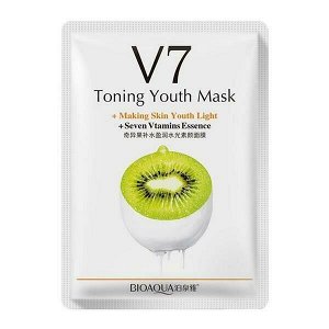 Тканевая витаминная маска для лица с экстрактом киви «BIOAQUA V7», 30 г