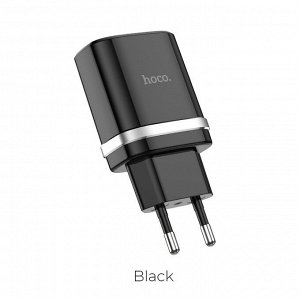 Сетевое зарядное устройство HOCO C12Q Smart USB, 3A, черный, 18W