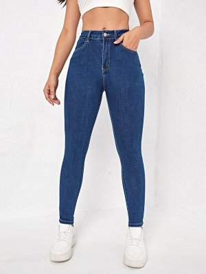 Короткие джинсы скинни с высокой талией