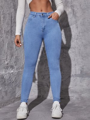 Короткие джинсы скинни с высокой талией