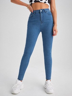 Облегающие короткие джинсы с высокой талией