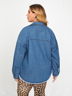 Джинсовая куртка с необработанным краем размера плюс