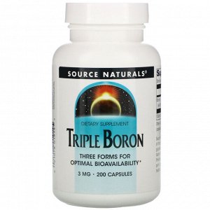 Source Naturals, Triple Boron, 3 мг, 200 капсул