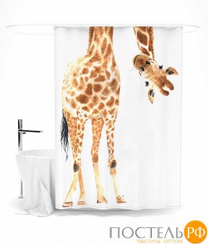 ШТОК056-15824 Шторка для ванной "Очаровательный жираф" оксфорд 145*180