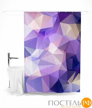 ШТОК056-12001 Шторка для ванной "Фиолетовый полигональный узор" оксфорд 145*180