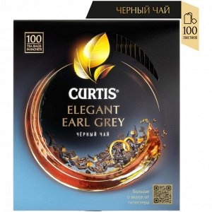 Чай черный Curtis "Elegant Earl Grey", листовой с добавками, 100 сашетов