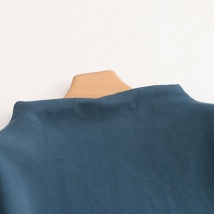 Женская туника с коротким рукавом и размрезами по бокам, цвет синий