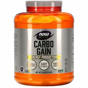 Now Foods, Sports, Carbo Gain, 8 фунтов (3629 г)