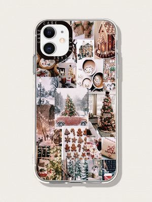 Рождественский чехол для телефона с узором эстетического коллажа