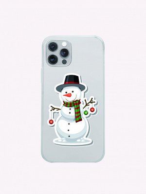 Прозрачный рождественский чехол для телефона с узором снеговика
