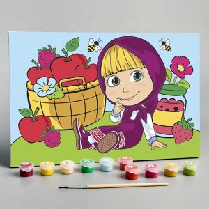Картина по номерам «Маша с яблоками», Маша и Медведь, 20 х 30 см