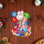 Плакат фигурный  &quot;С Новым Годом!&quot; Дед Мороз и Снегурочка, 27 х 22 см