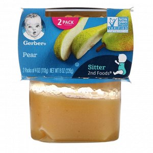 Gerber, груша, 2 баночки в упаковке, 113 г (4 унции) в каждой