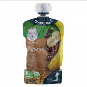 Gerber, Smart Flow, Organic, банан и ягоды асаи, смешанные злаки, 99 г (3,5 унции)
