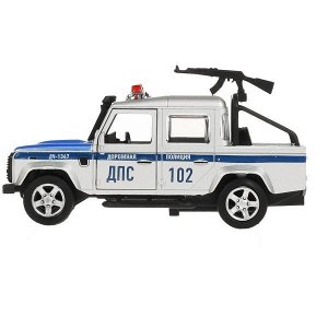 DEFPICKUP-12POL-ARMSR Машина металл LAND ROVER DEFENDER PICKUP ПОЛИЦИЯ 12 см, двери, багажн, кор. Технопарк в кор.2*36шт