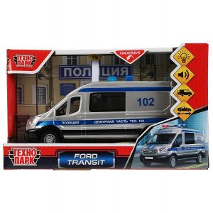 TRANSITVAN-16PLPOL-SR Машина пластик свет-звук FORD TRANSIT ПОЛИЦИЯ  16 см, двери, 3 кнопки, кор. Технопарк в кор.2*36шт