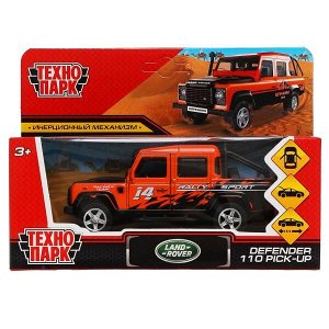 DEFPICKUP-12EXP-OG Машина металл LAND ROVER DEFENDER PICKUP САФАРИ 12 см, двери, багажн, кор. Технопарк в кор.2*36шт