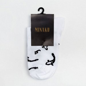 Носки, женские, MINAKU, «Рыбки», цвет, белый, (23, см)