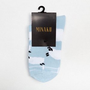 Носки, женские, MINAKU, "Sleep", цвет, белый/голубой, (23, см)