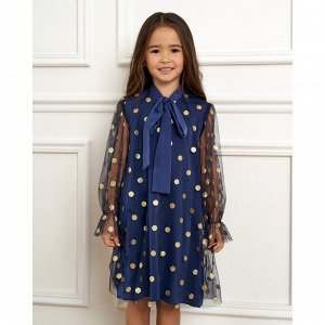 Платье детское нарядное KAFTAN горошек, рост, синий