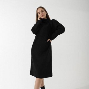 Платье вязаное SL, с узором, чёрный