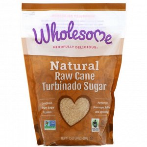 Wholesome, натуральный тростниковый сахар-сырец, турбинадо, 680 г (1,5 фунта/24 унции)