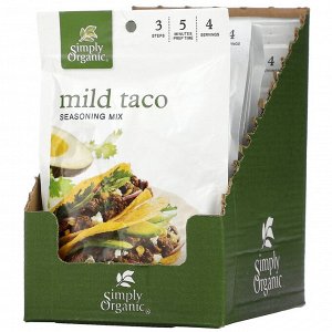 Simply Organic, Mild Taco Seasoning Mix, 12 Packets. 1 oz (28 g) Each